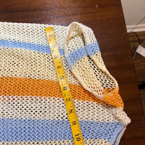 Crochet Beach Boho Vacation Summer Coverup Preppy Johnny Collar Euro OSFA - Picture 7 of 9